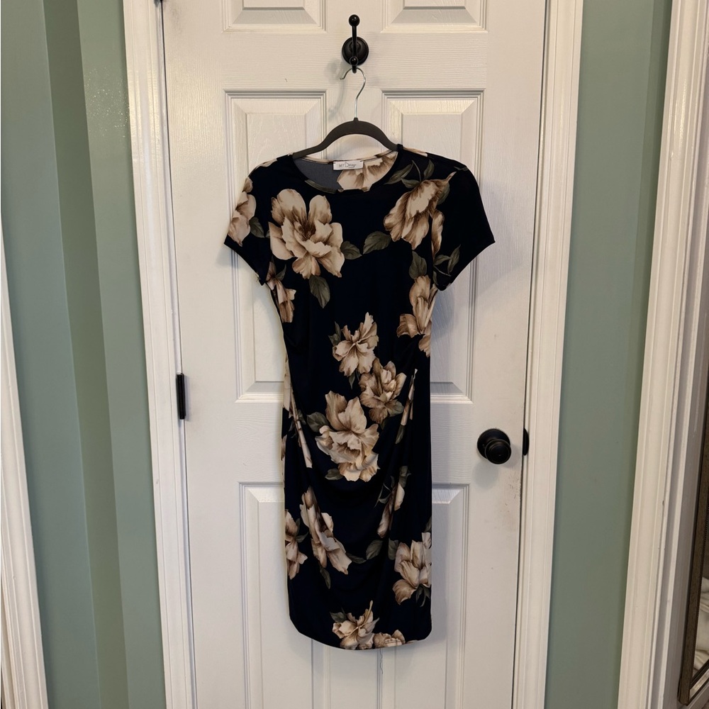 Floral Maternity dark Blue Dress